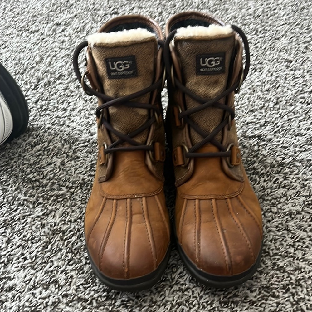 UGG Brown Waterproof Leather Winter Duck Boots